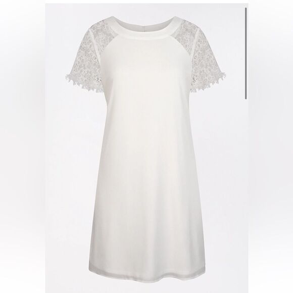 NWT Maurice’s White Lace Sleeve Shift Dress size small - Picture 1 of 10